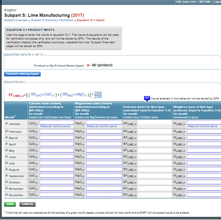 Image of Subpart S: Lime Manufacturing webpage.